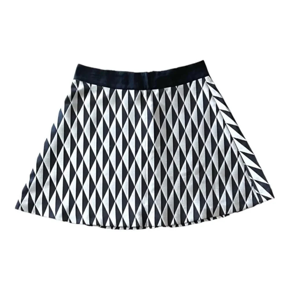 Banana Republic Gold Black A-Line Woven Diamond Skirt Size 4 Small EUC - Picture 4 of 9
